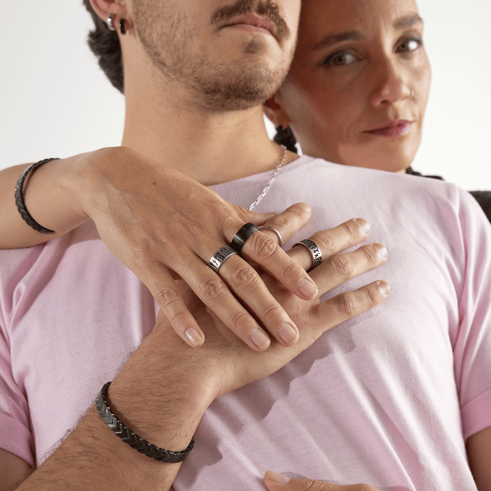 Goia PULSERA Pulsera Esclava Trenzada 17-19 cm Acero Inoxidable - Negra