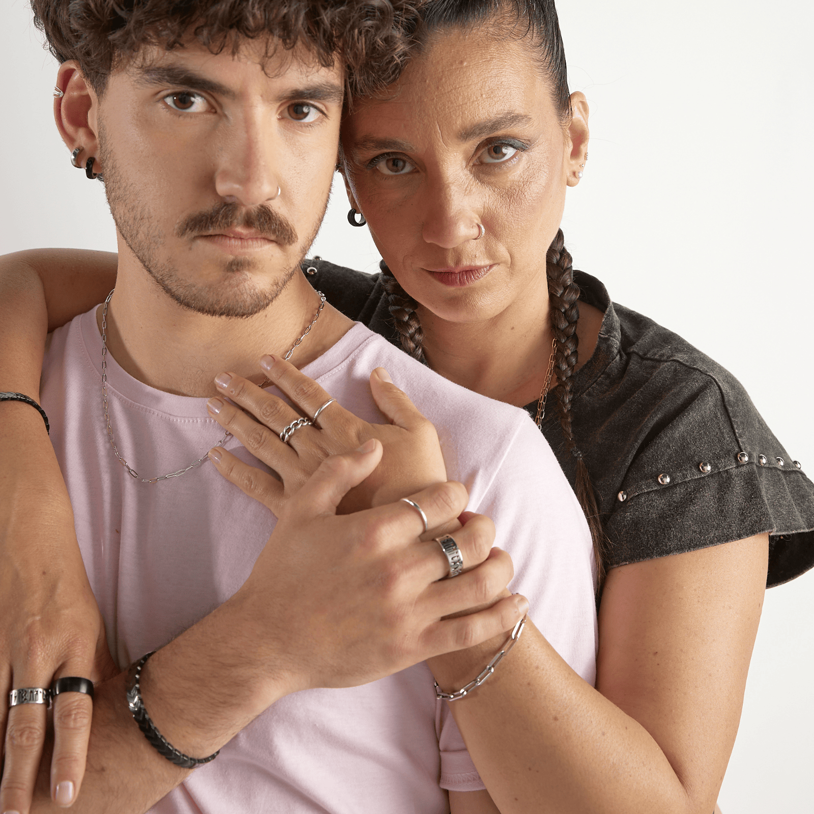 Goia PULSERA Pulsera Esclava Trenzada 17-19 cm Acero Inoxidable - Negra