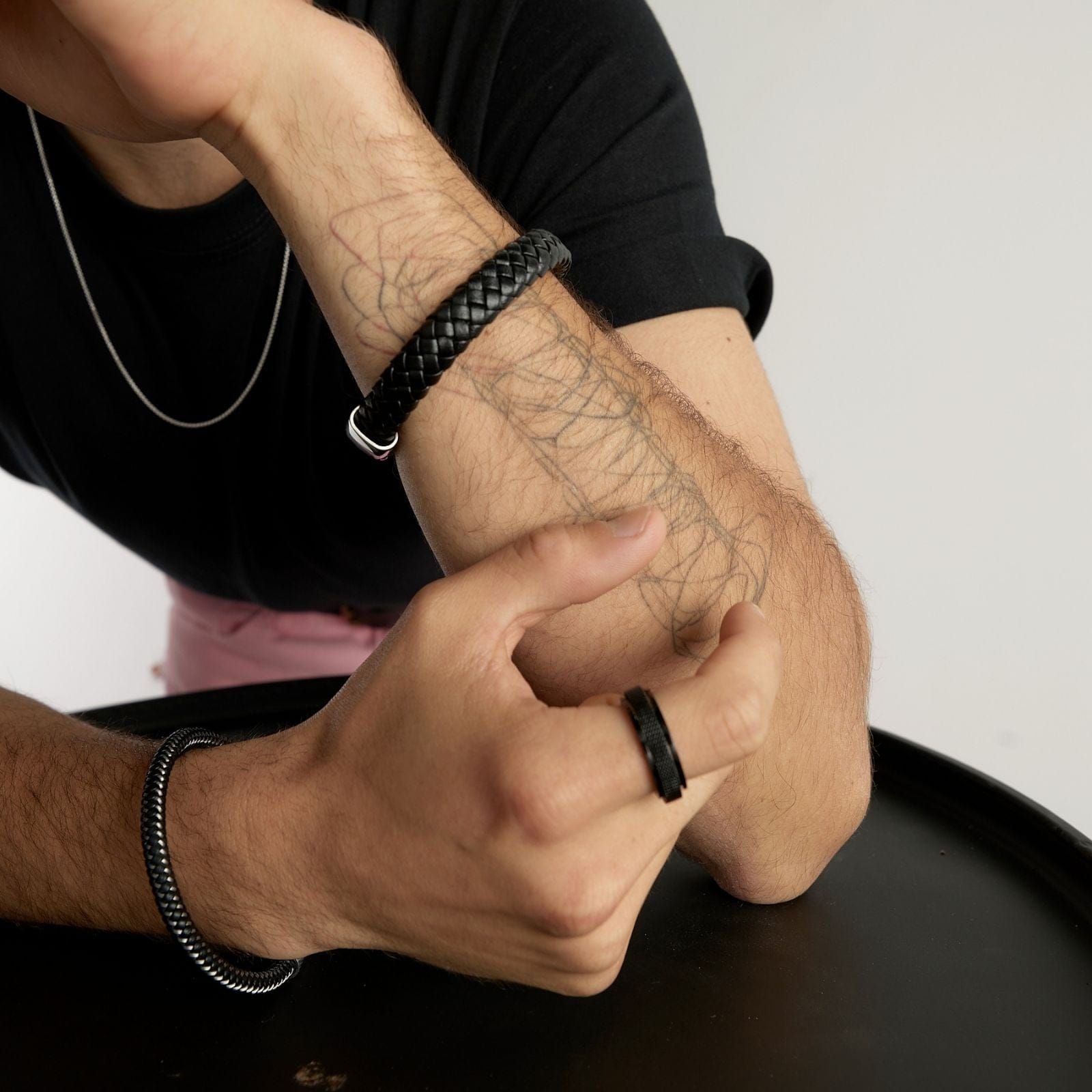 Goia PULSERA Pulsera unisex Tejido Acero Titanio - Negra