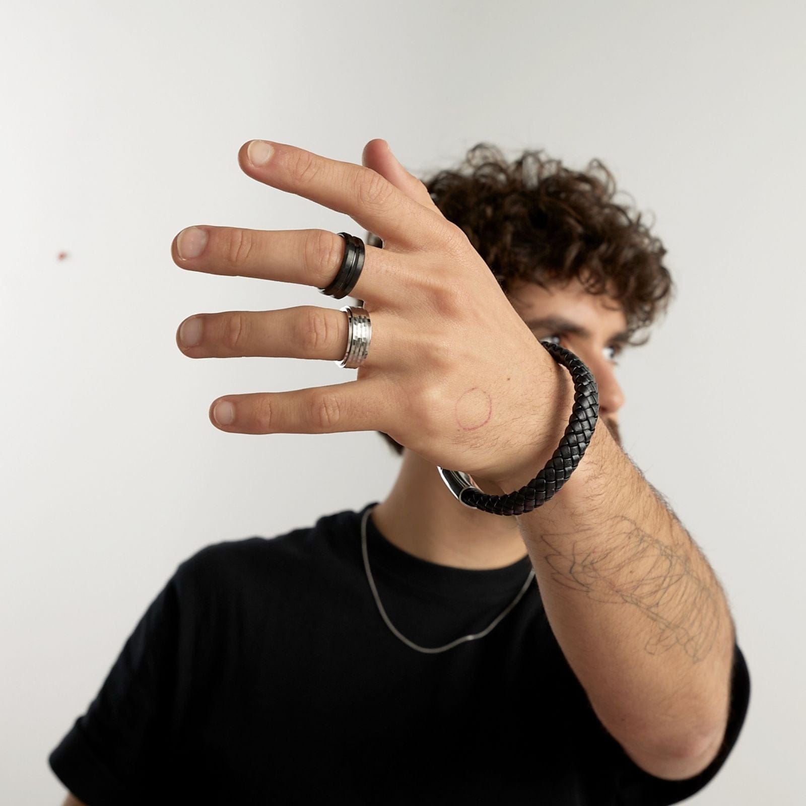 Goia PULSERA Pulsera unisex Tejido Acero Titanio - Negra