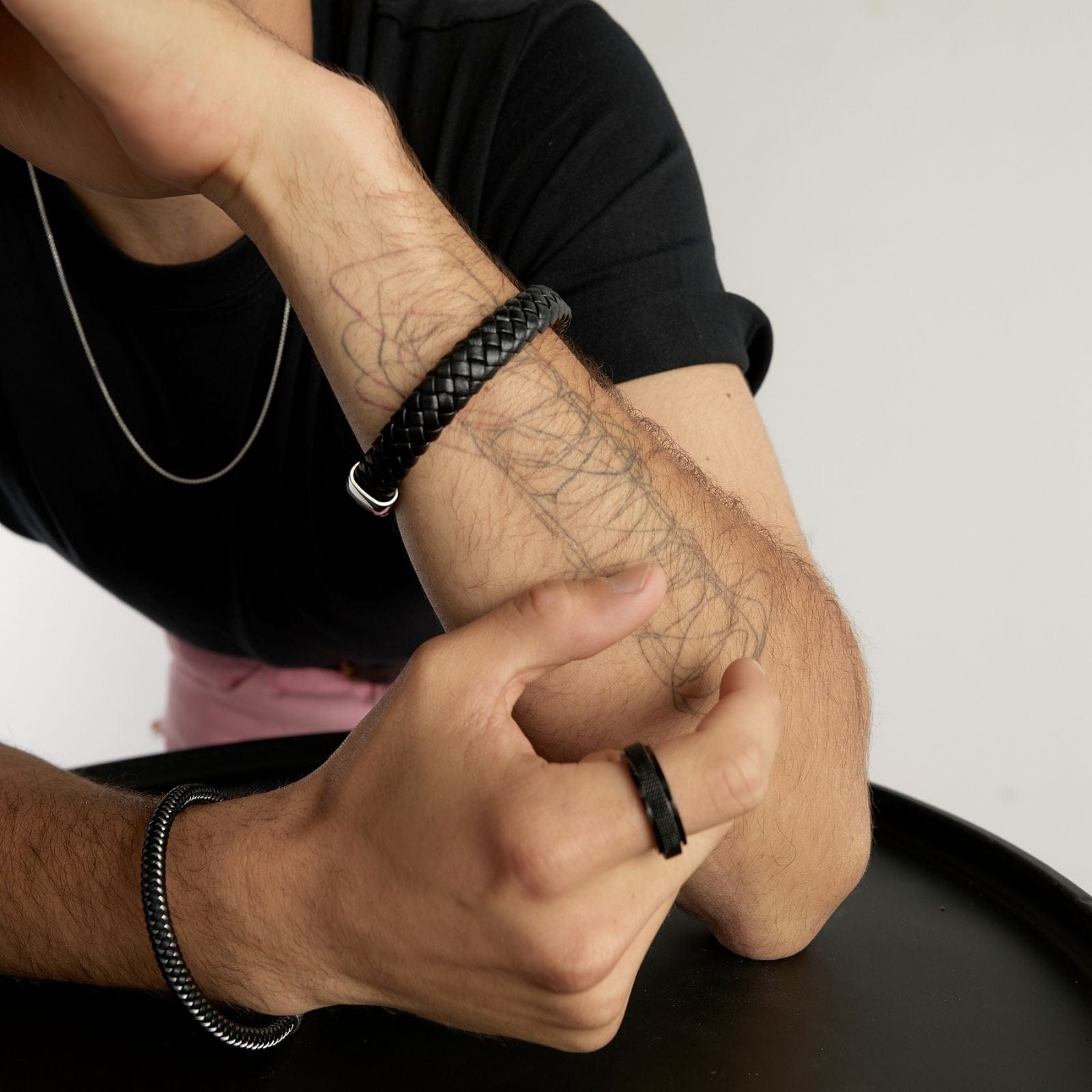 Goia PULSERA Pulsera unisex Tejido Acero Titanio - Negra