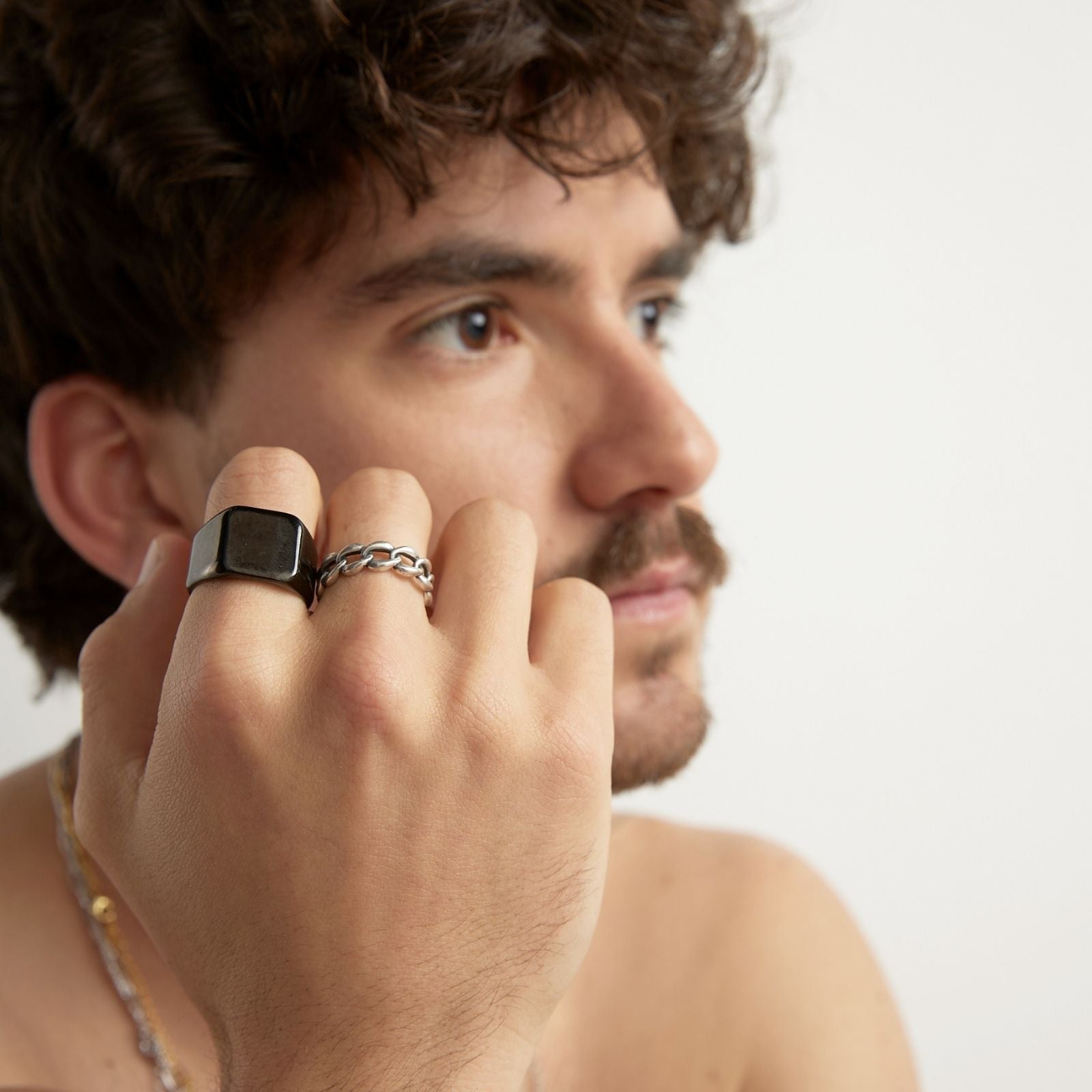 Anillo Cuadrado unisex - Acero inoxidable - Negro