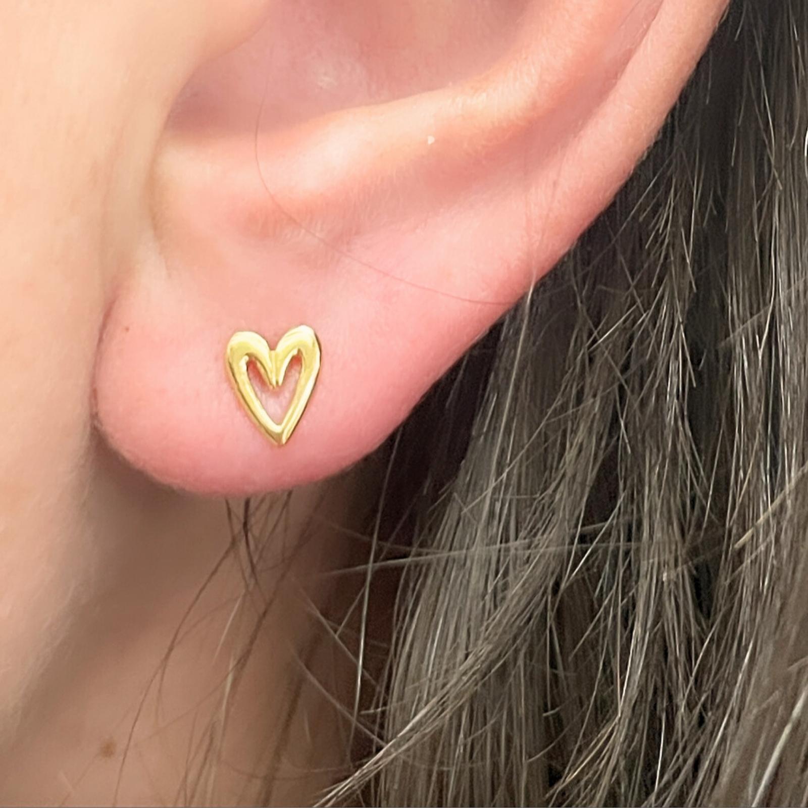 Aros Corazón Dibujado Gold