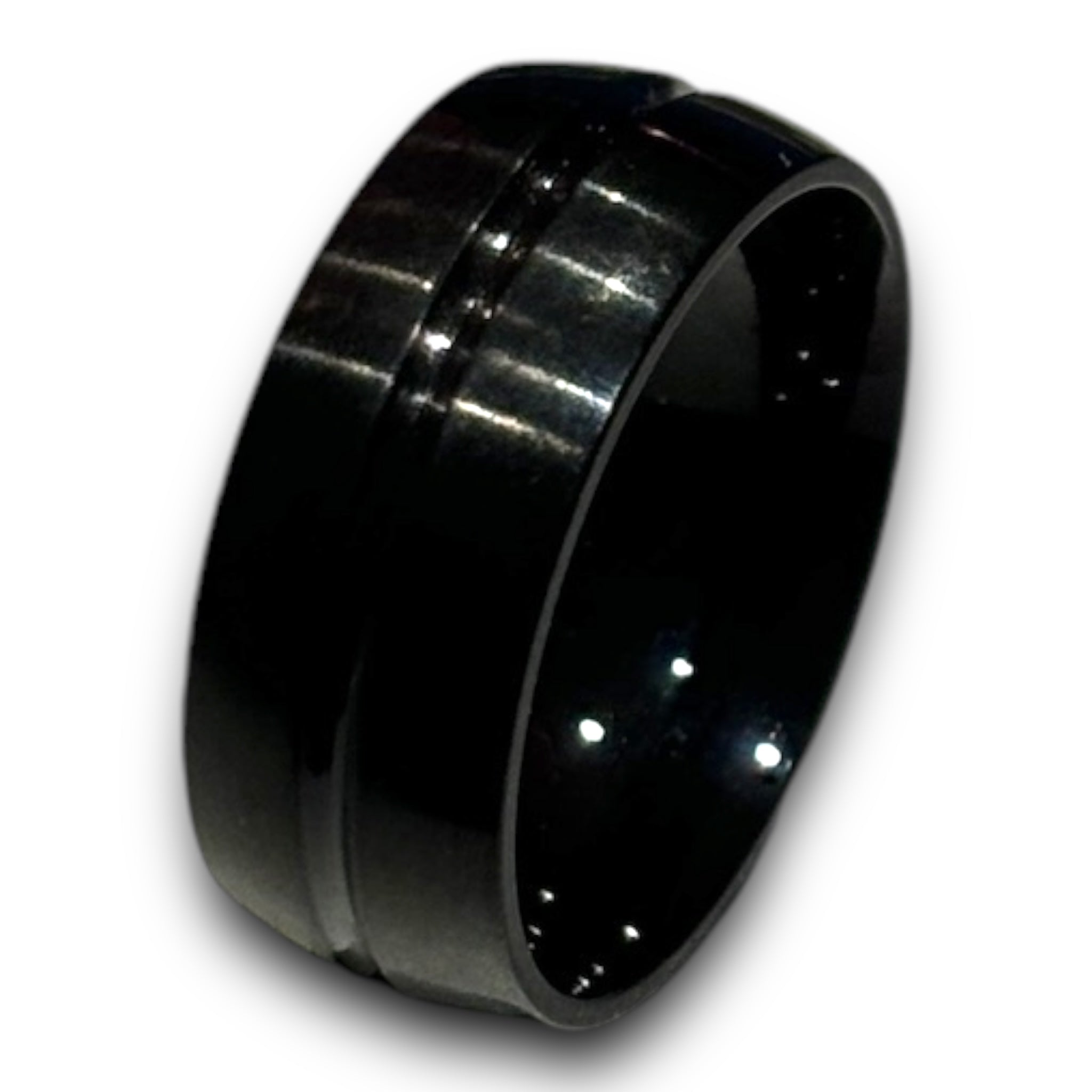 Anillo Unisex Geométrico 1 línea Calada - Acero Inoxidable - Negro