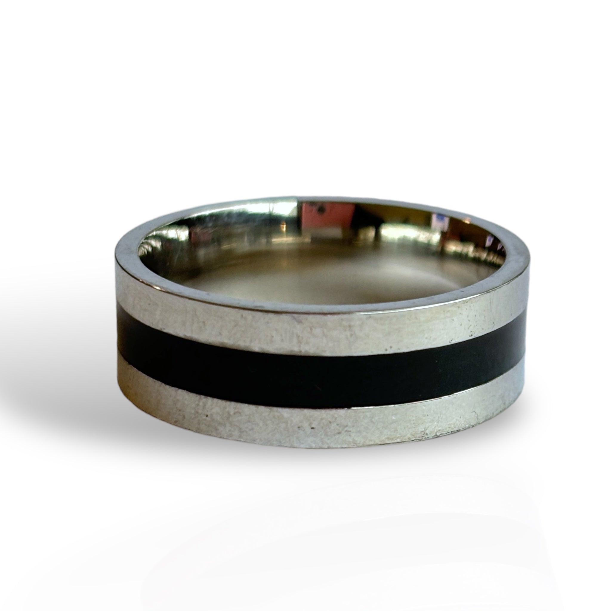 Anillo Unisex Geométrico 1 línea Negra - Acero Inoxidable