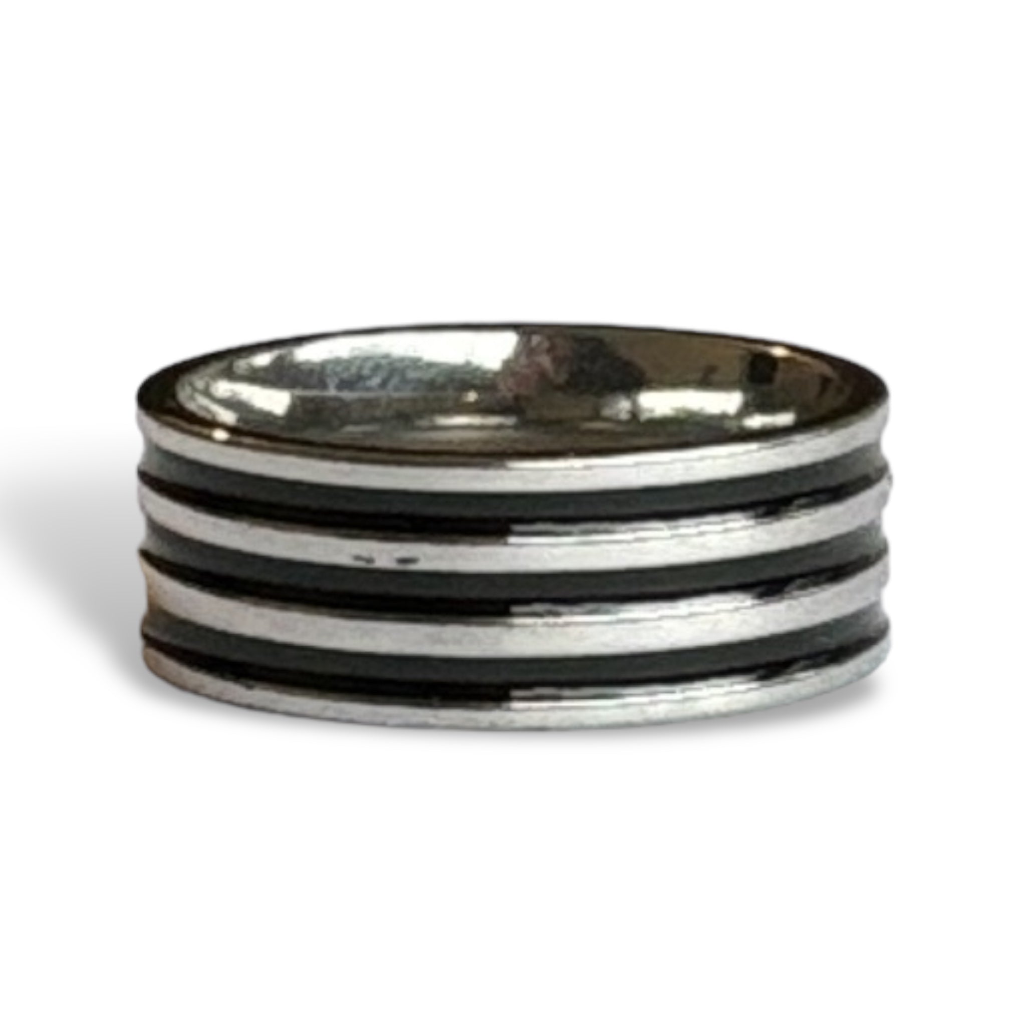 Anillo Unisex Geométrico 3 líneas Negras - Acero Inoxidable