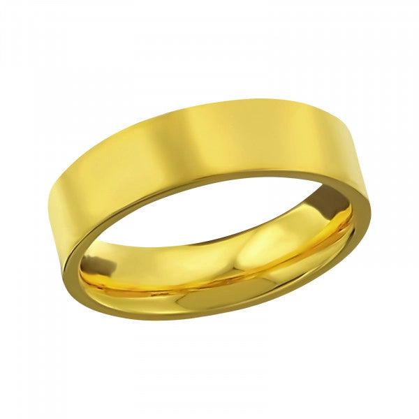 Anillo Plano 6mm Acero Gold