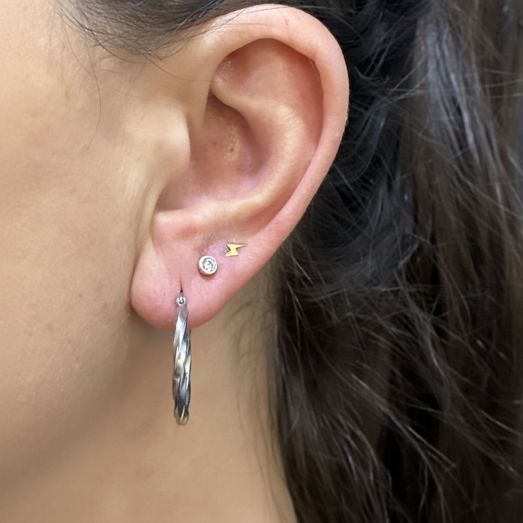 Aros Argolla Corte Diamante 20 mm acero