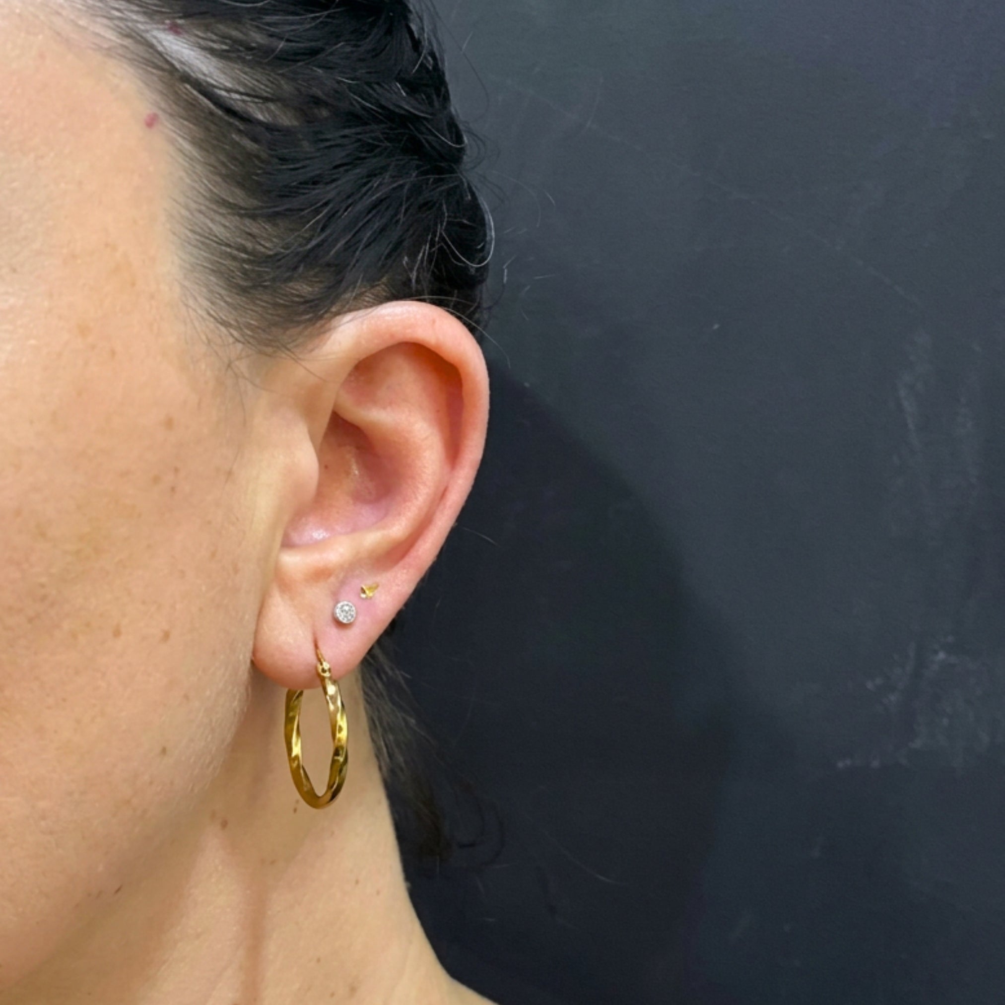 Aros Argolla Corte Diamante 20 mm acero Gold