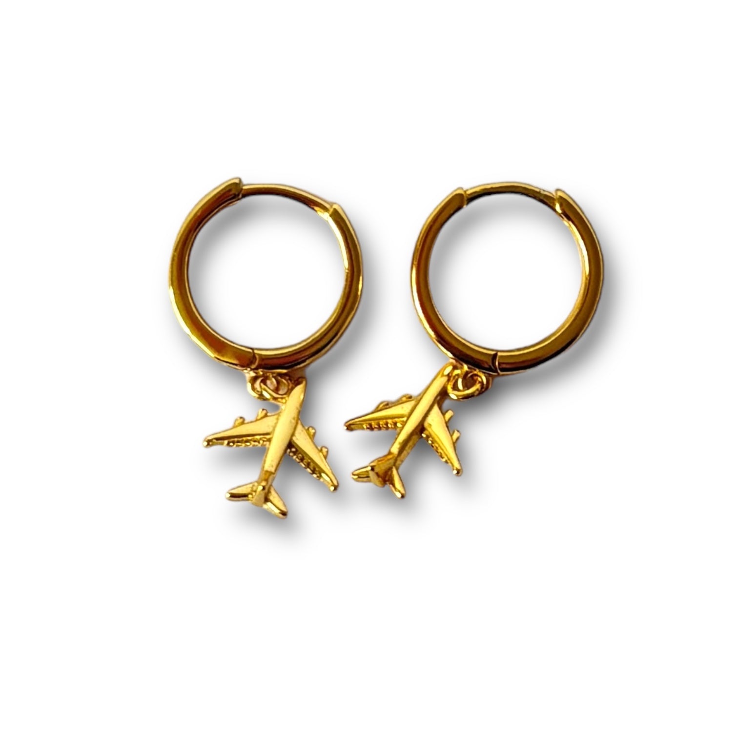 Aros Argolla Avión Colgante Gold
