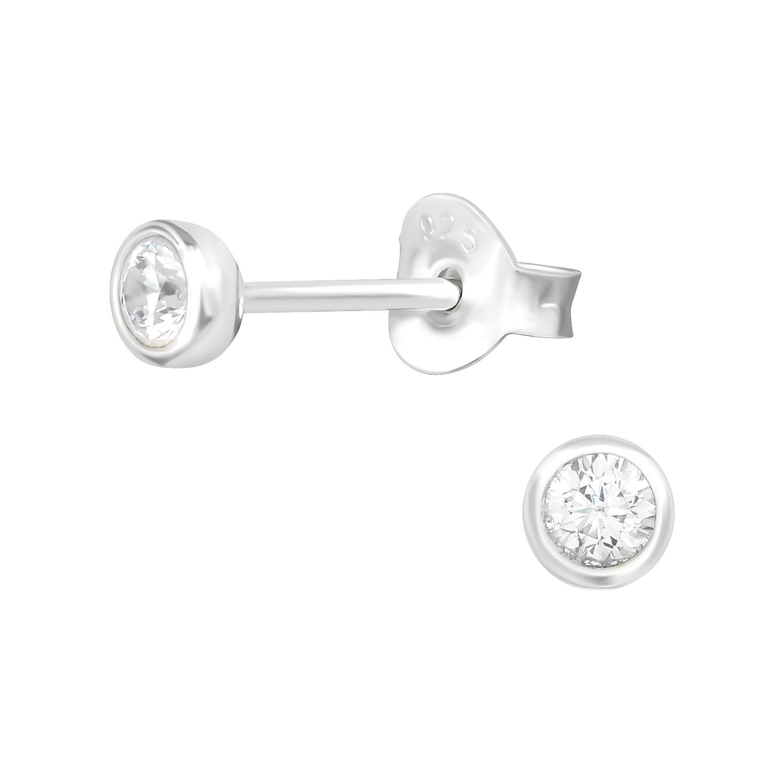 Aros circón 4 mm plata