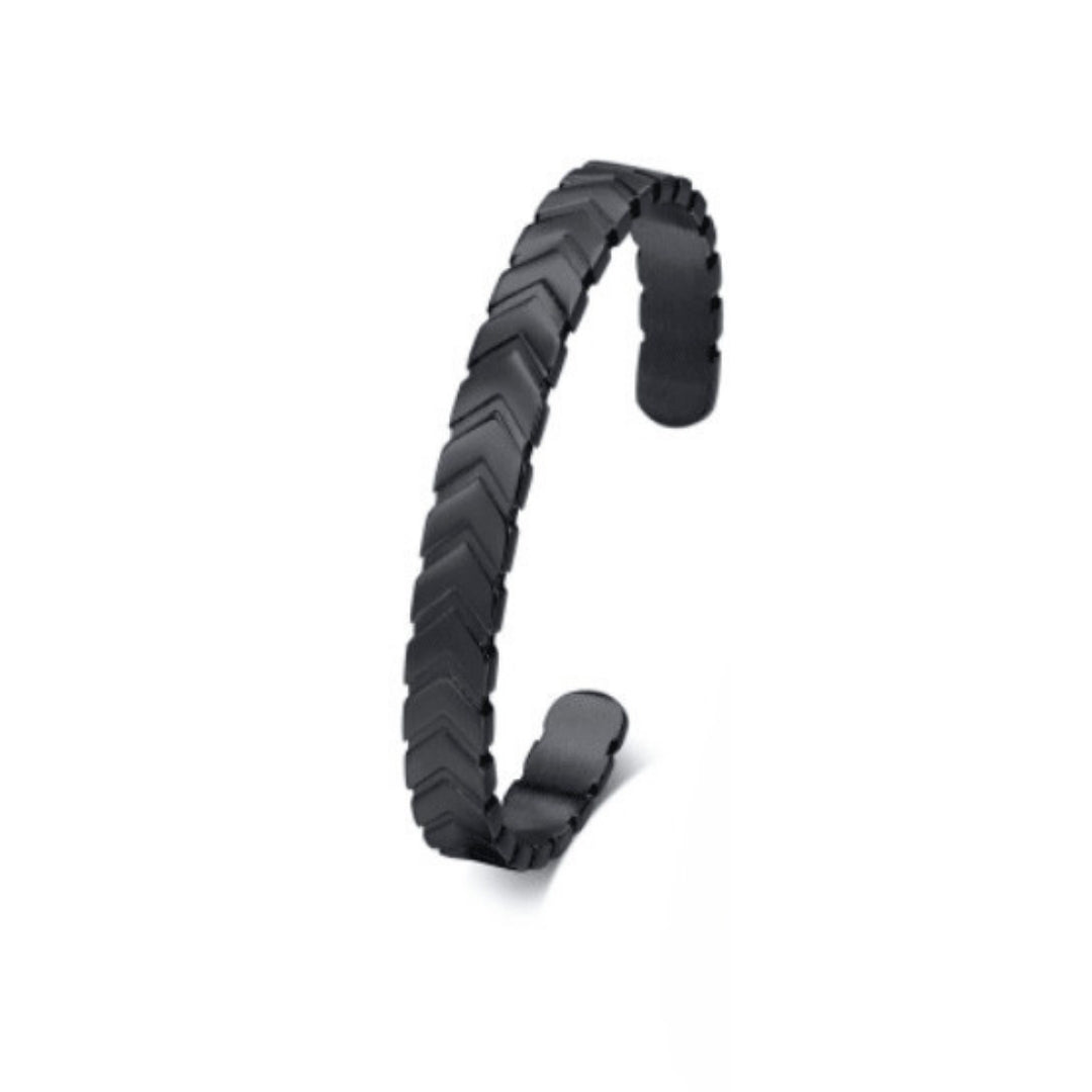 Pulsera Esclava Trenzada 17-19 cm Acero Inoxidable - Negra
