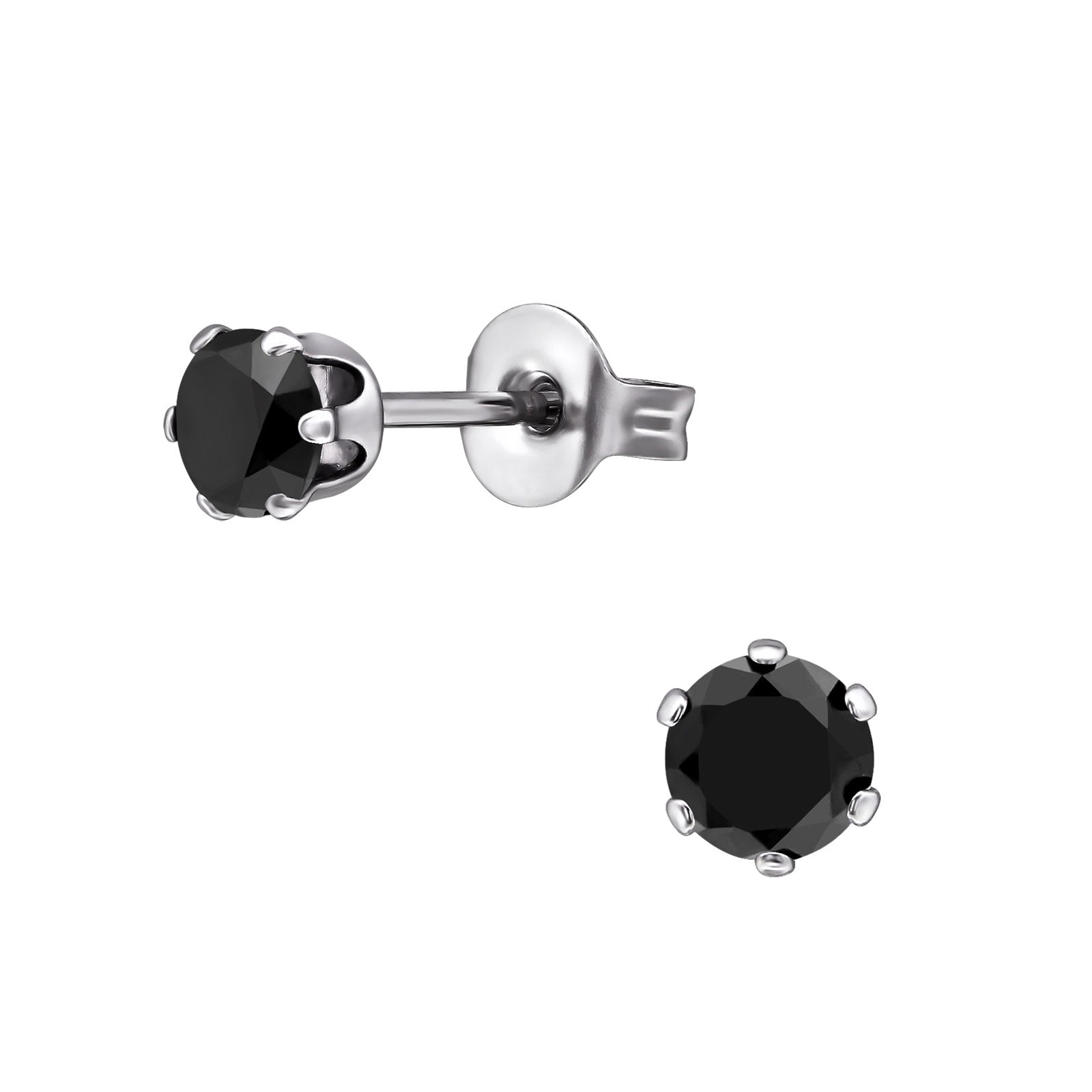 Aros Circón 4 mm Negro Acero