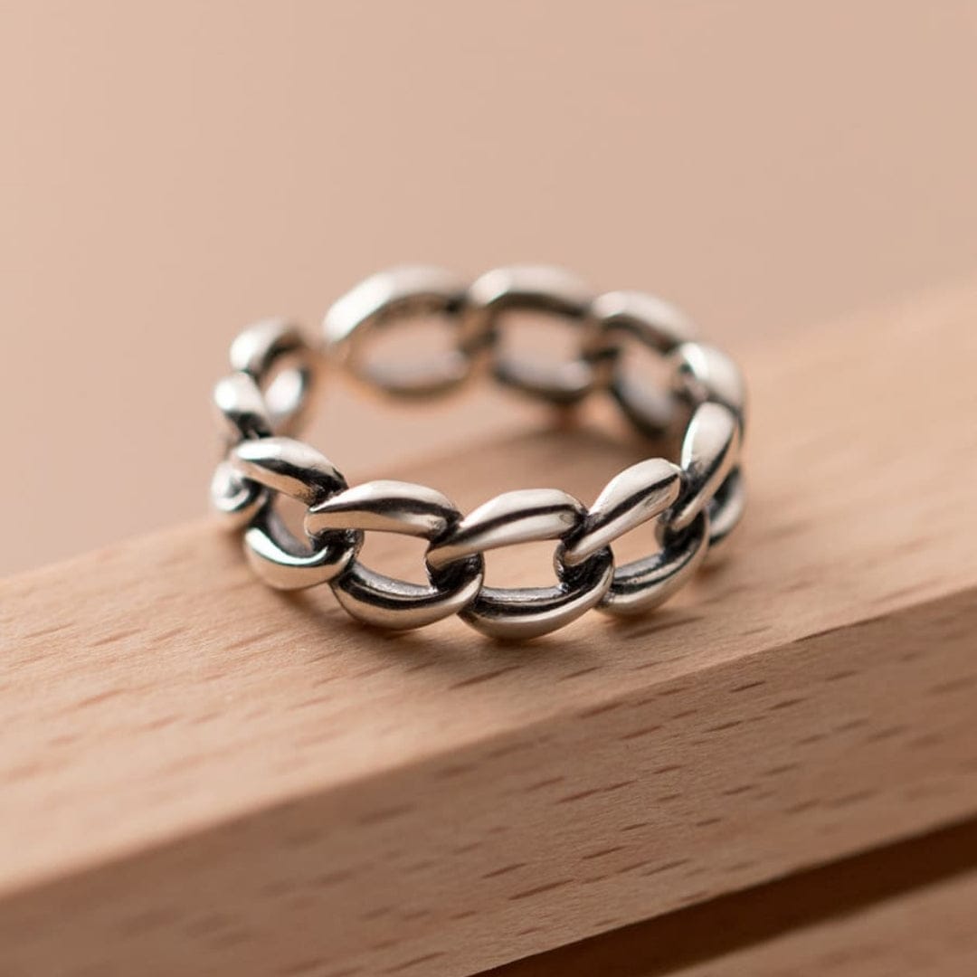 Goia ANILLO Anillo cadena Vintage Unisex - Plata Ajustable