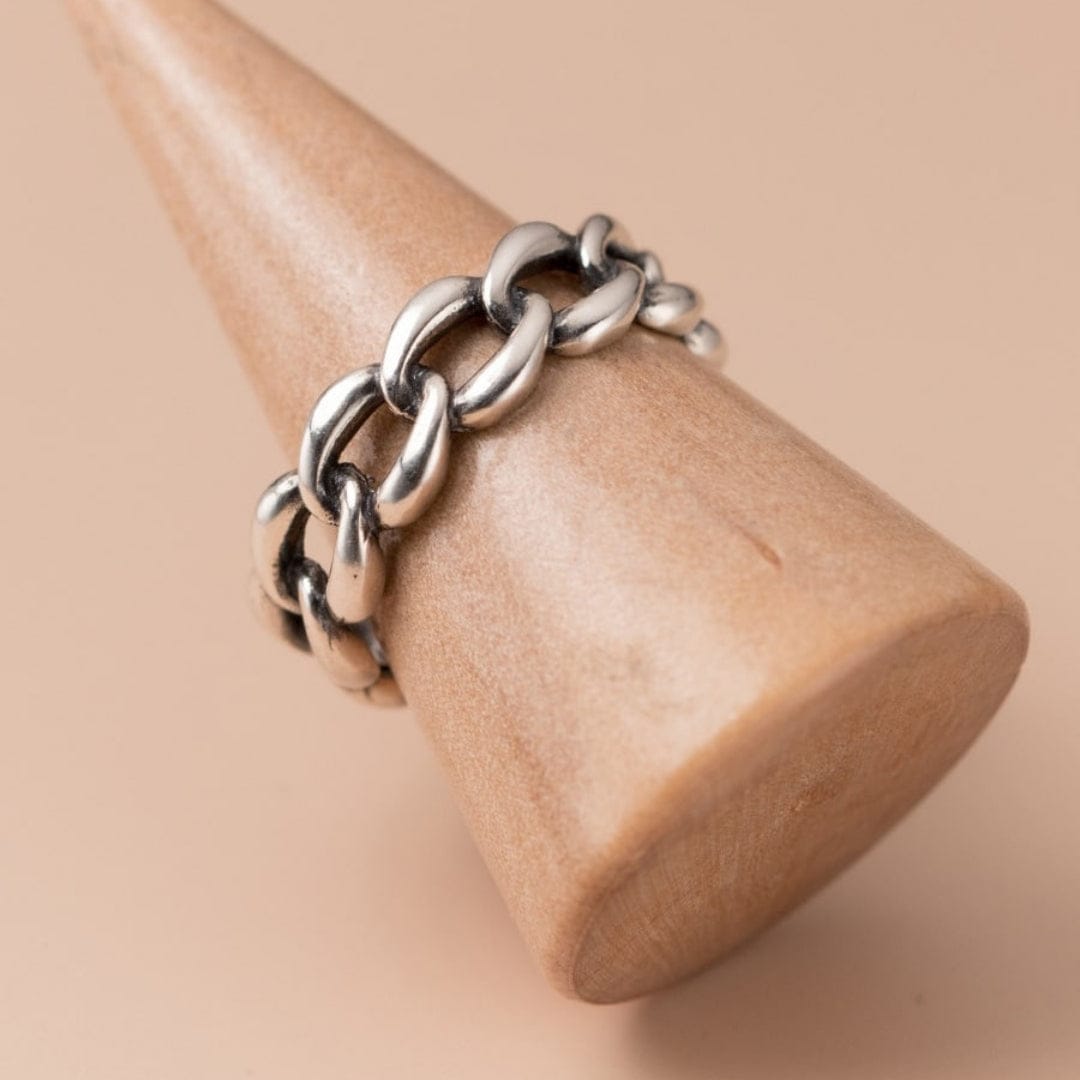 Goia ANILLO Anillo cadena Vintage Unisex - Plata Ajustable