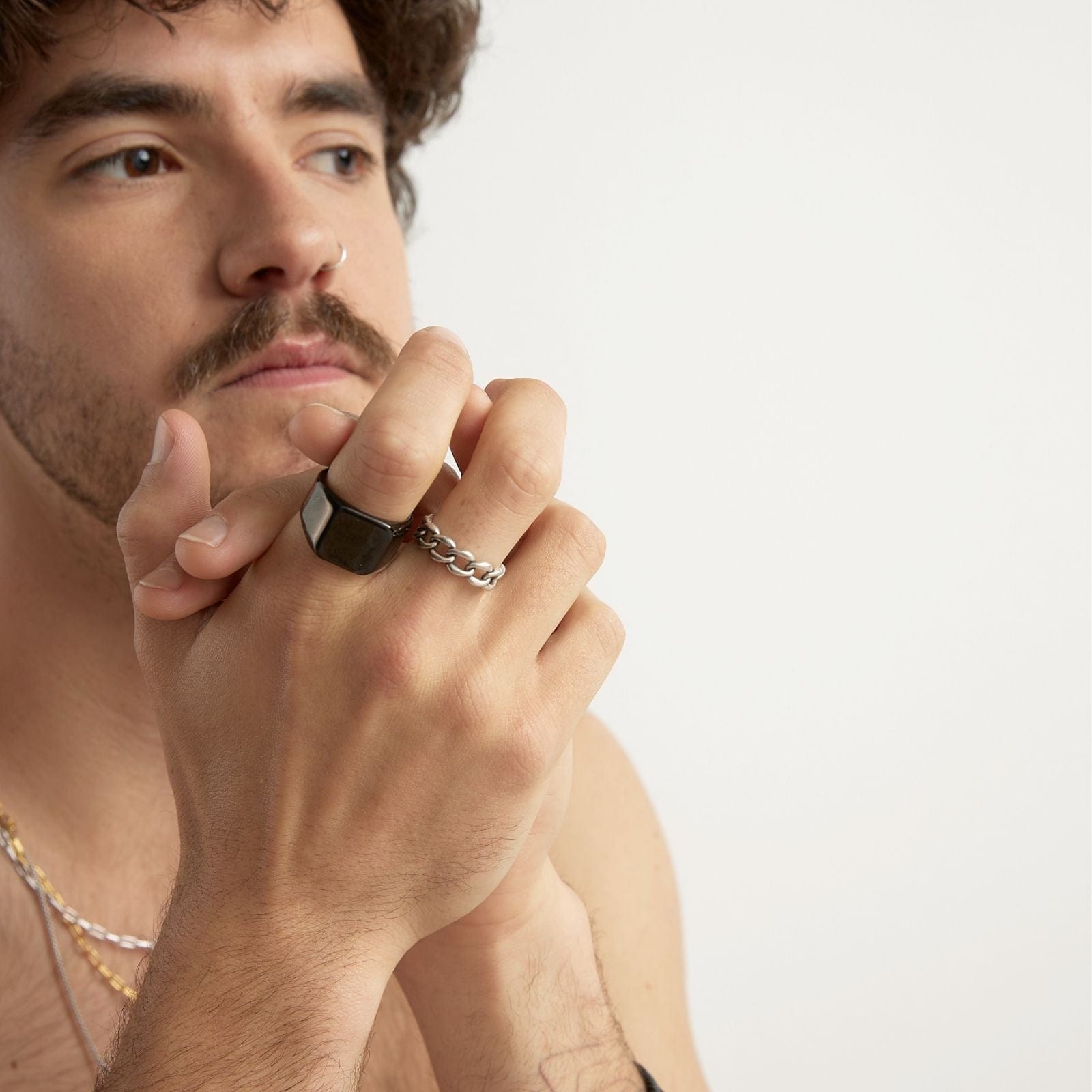 Goia ANILLO Anillo cadena Vintage Unisex - Plata Ajustable