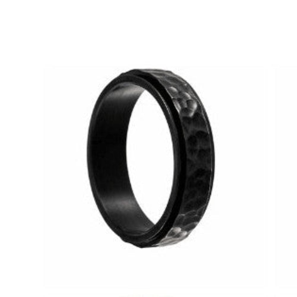 Goia ANILLO Anillo Machacado giratorio 6mm Acero Inoxidable - Negro