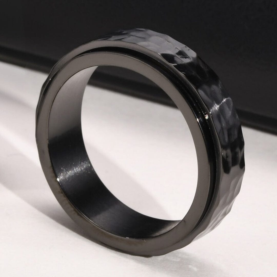 Goia ANILLO Anillo Machacado giratorio 8mm Acero Inoxidable - Negro