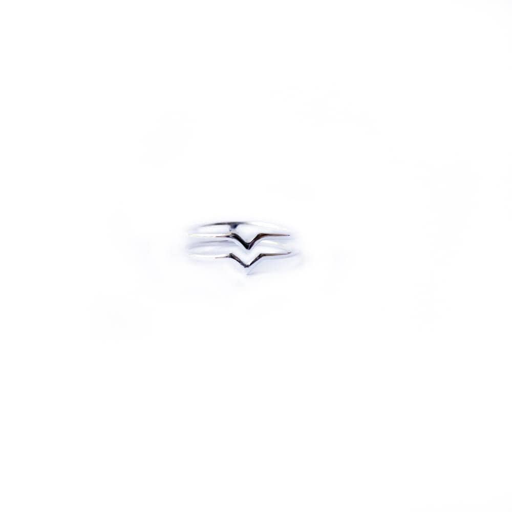 Anillo midi doble V plata - Goia