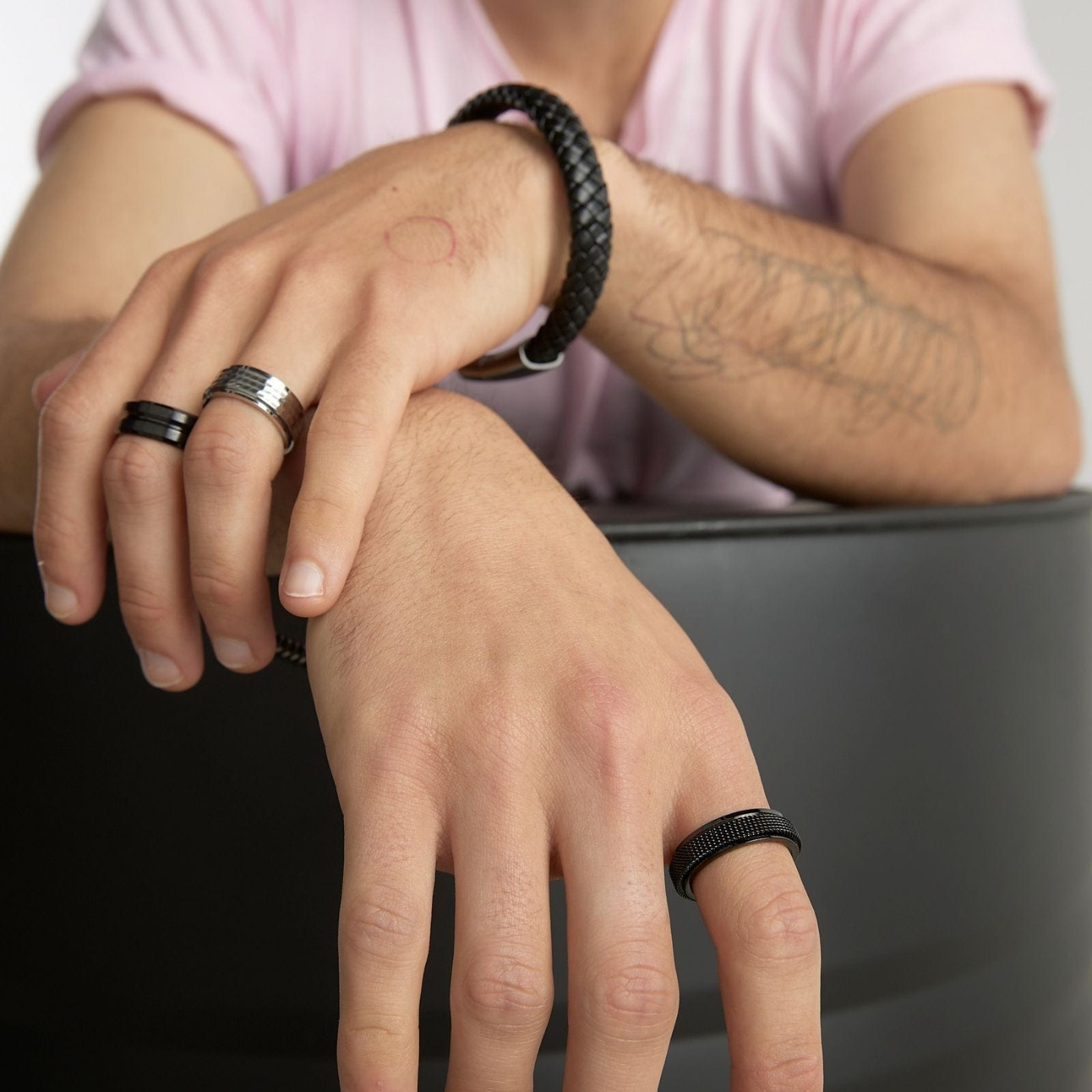 Goia ANILLO Anillo Trenzado giratorio 6,2 mm Acero Inoxidable - Negro