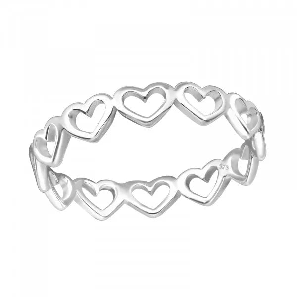 ANILLO CADENA CORAZONES PLATA