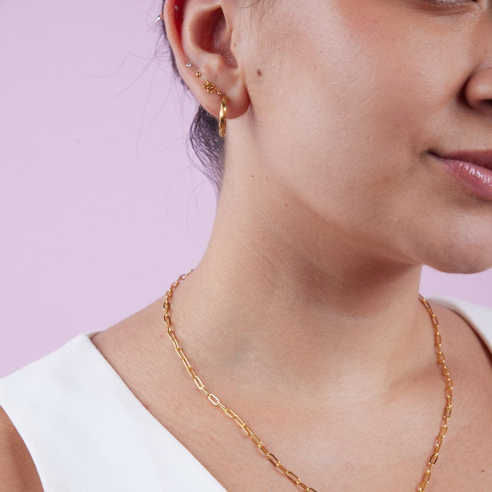 Goia AROS Aros Argolla Corte Diamante 12 mm acero gold