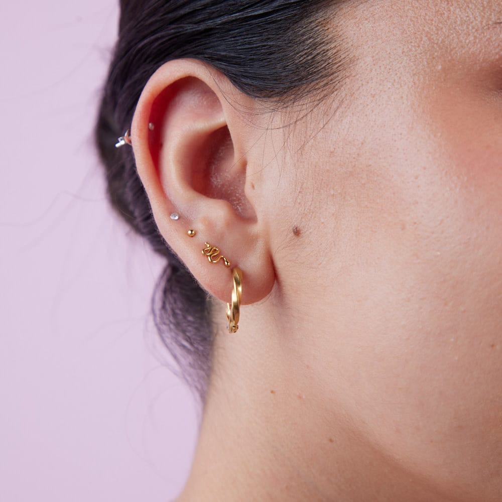 Goia AROS Aros Argolla Corte Diamante 12 mm acero gold