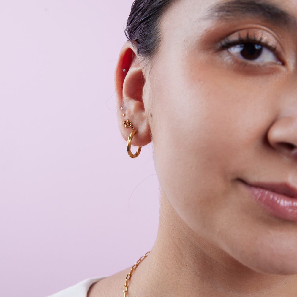 Goia AROS Aros Argolla Corte Diamante 12 mm acero gold