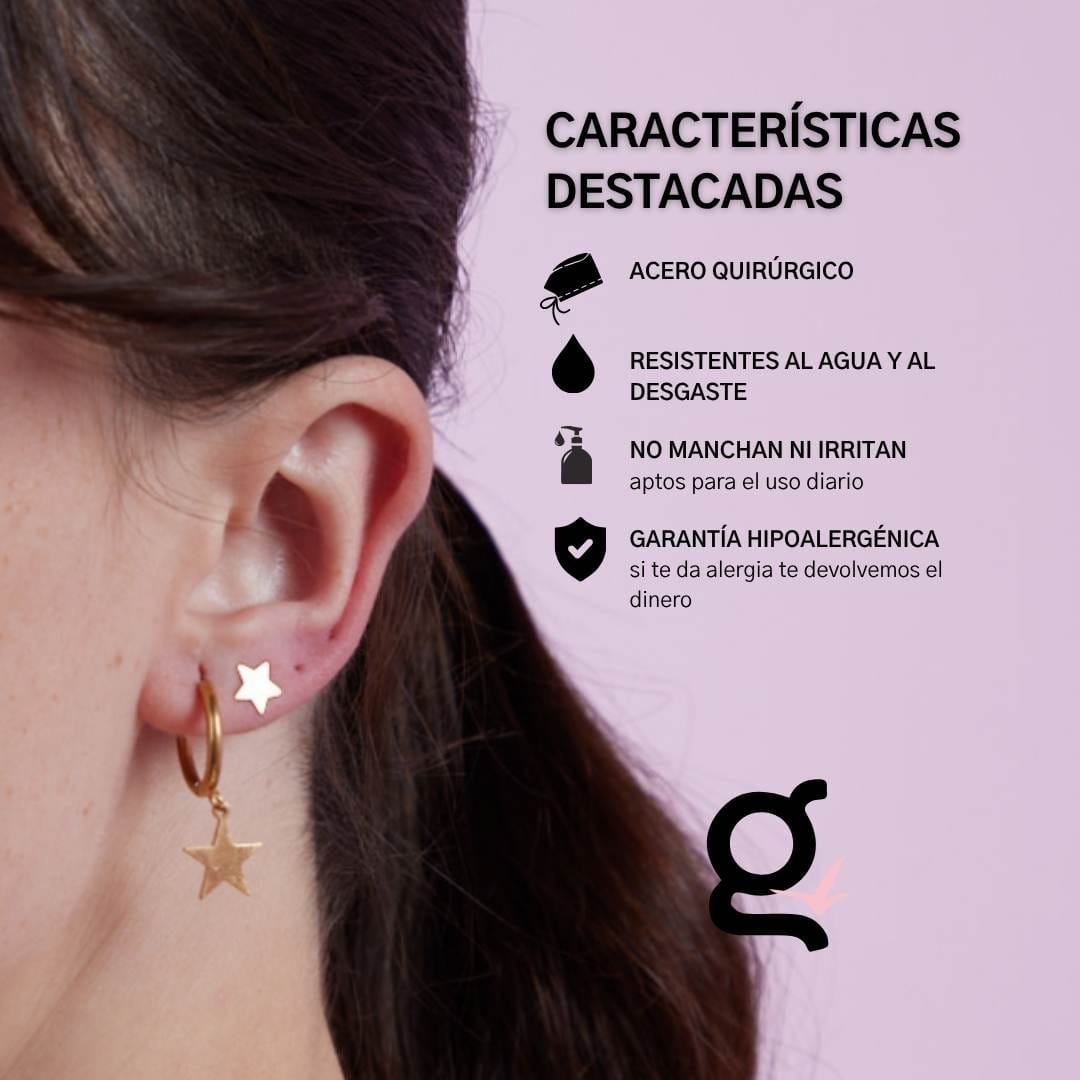 Goia AROS Aros Argolla Corte Diamante 12 mm acero gold