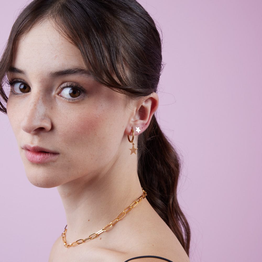 Goia AROS Aros Argolla Estrella Colgante Gold – Acero Inoxidable