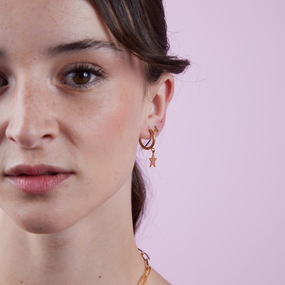 Goia AROS Aros Argolla Estrella Colgante Gold – Acero Inoxidable