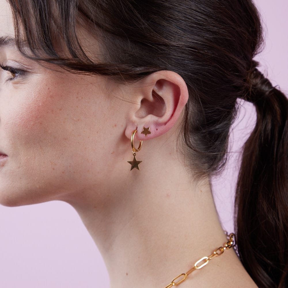 Goia AROS Aros Argolla Estrella Colgante Gold – Acero Inoxidable