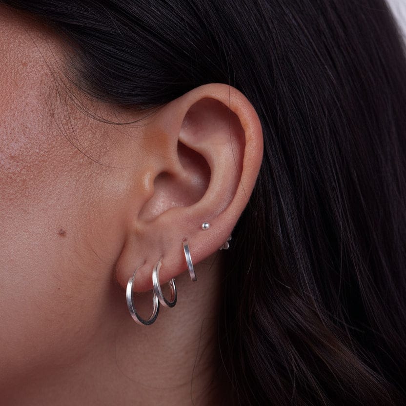 GOIA AROS Aros argolla plana 14 mm silver