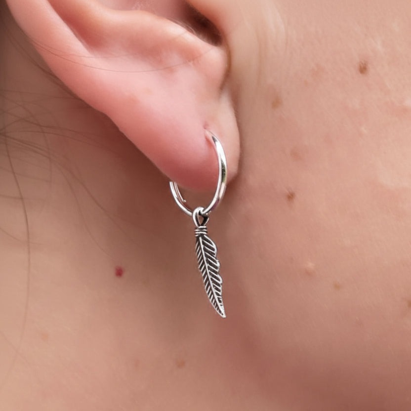 Goia AROS Aros Argolla Pluma Colgante Silver