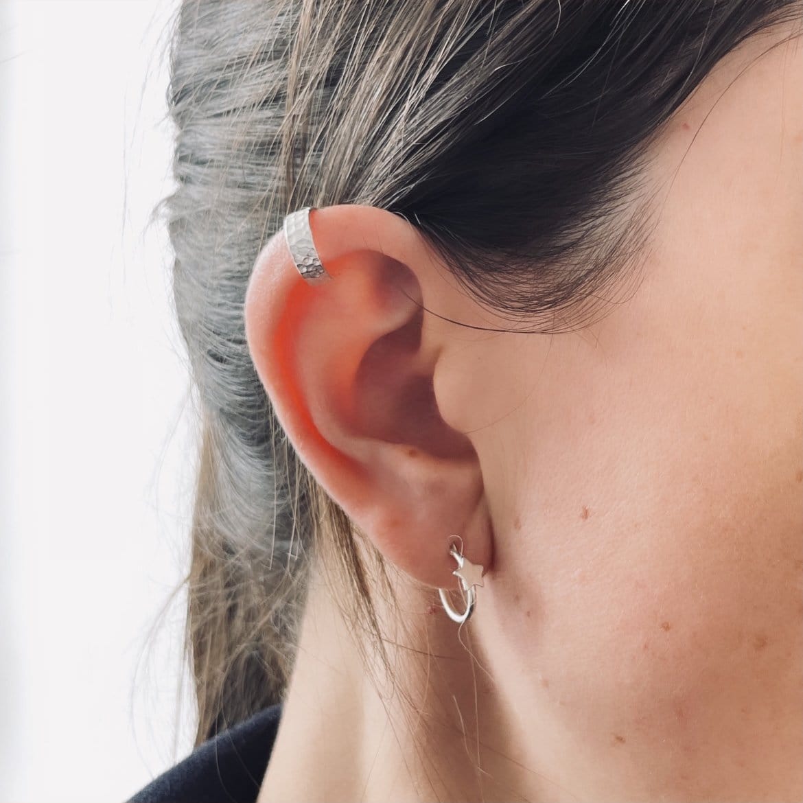 Goia AROS Cuff Machacado 10 mm Silver