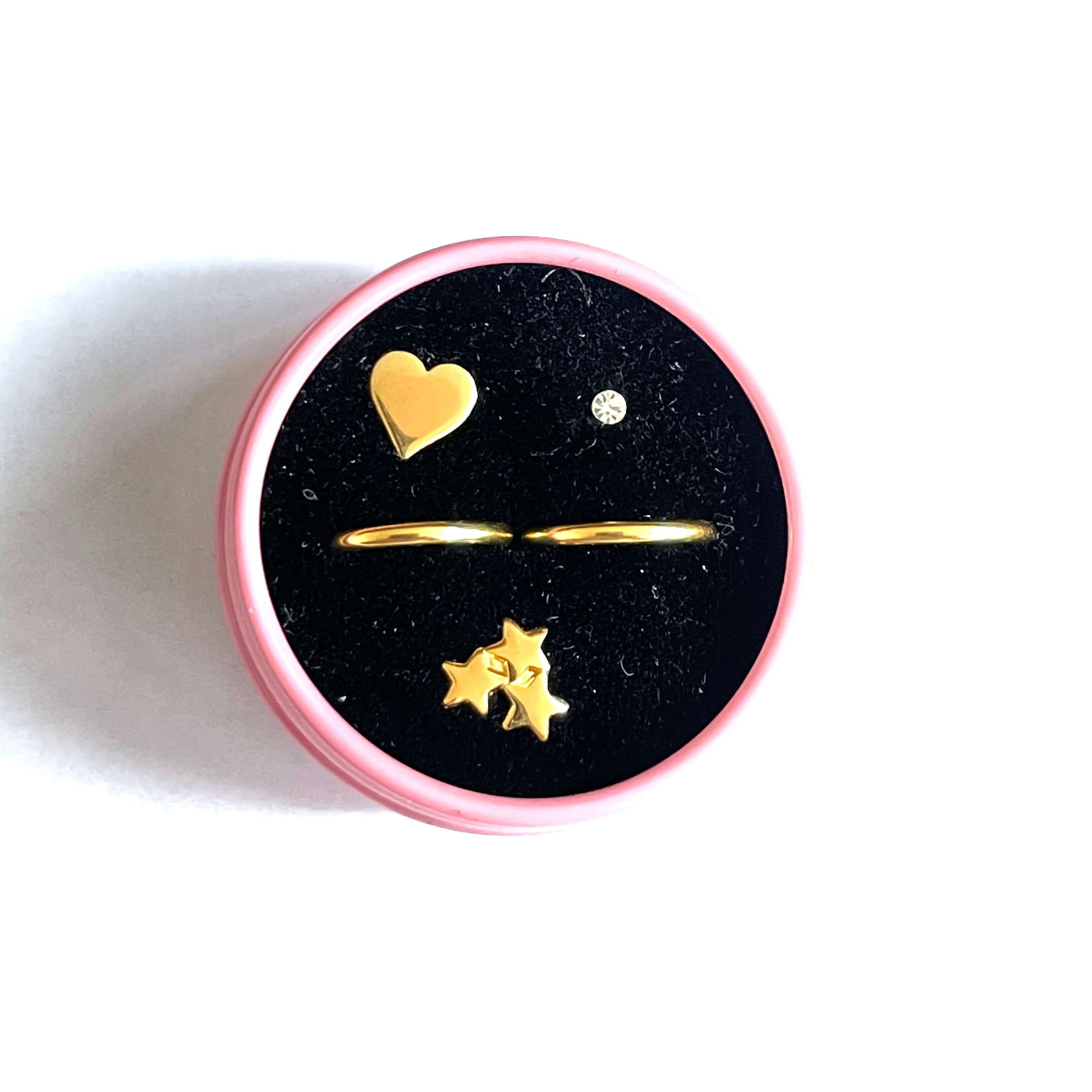 Pack Astro Love (corazón, Estrellitas, argolla, circón)