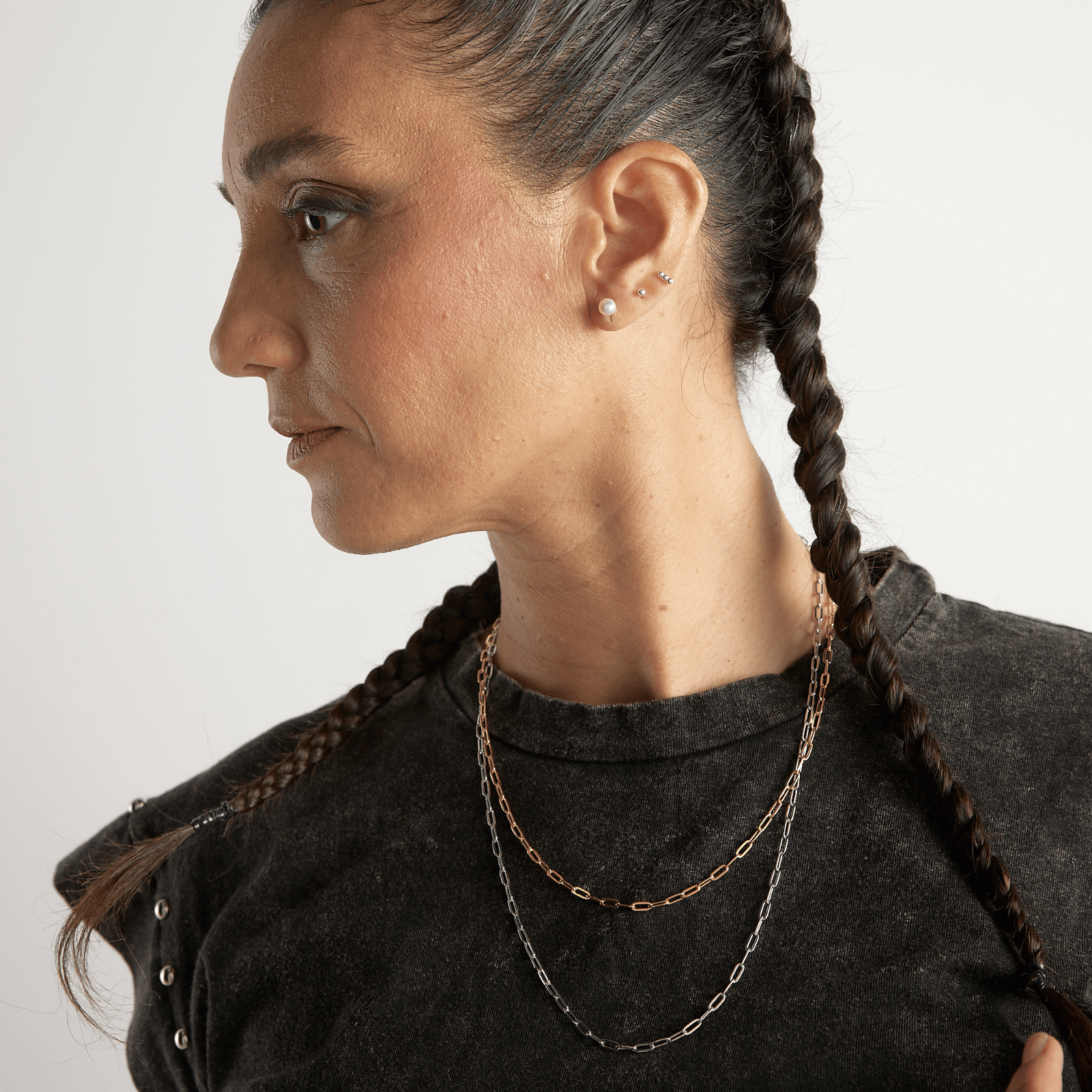 Goia COLLAR Cadena Unisex Gruesa 50 cm Plata