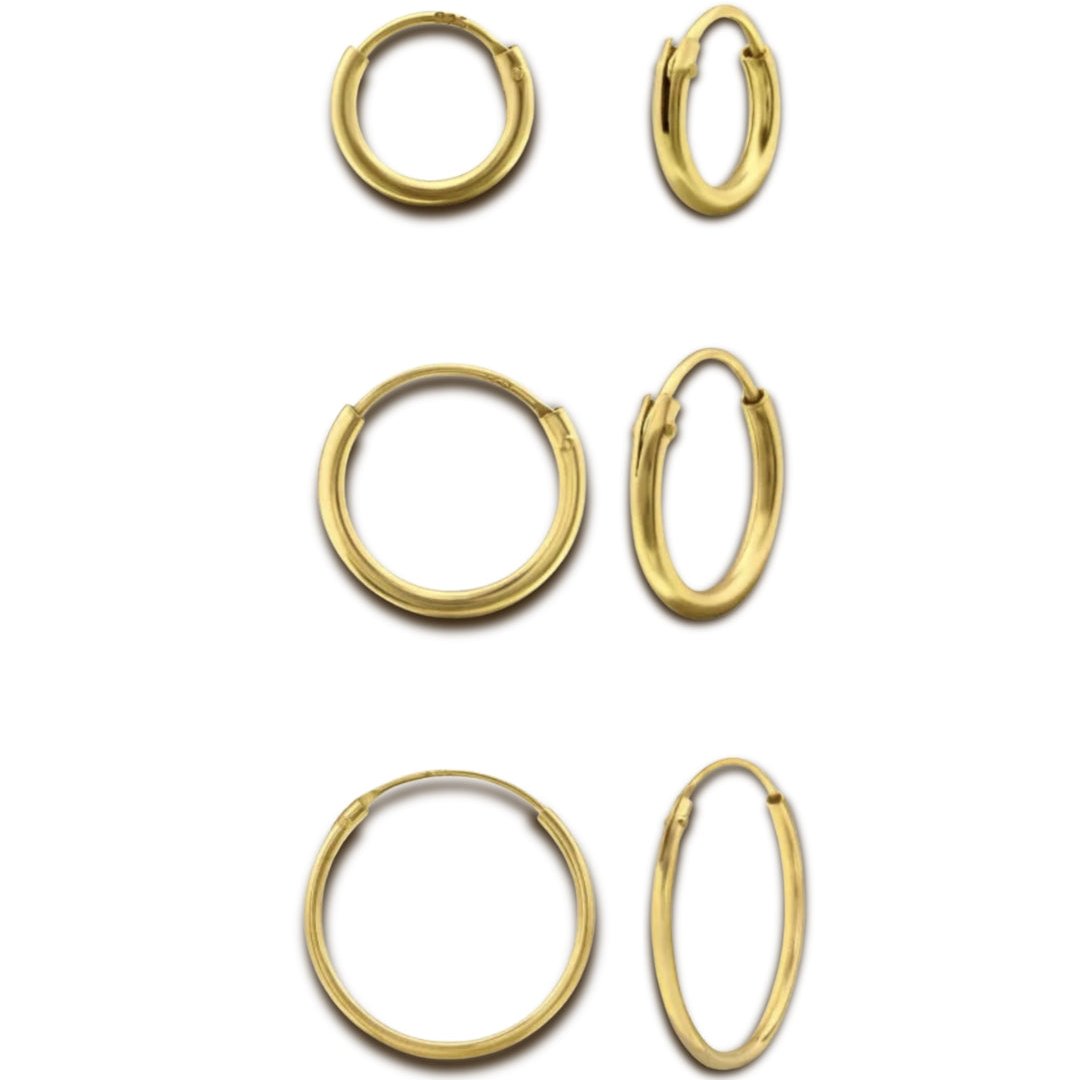 PACK HOOPS  Argollas 8mm + argollas 12 mm + Argollas 18 mm (incluye Aros Bolita 2mm Gold de REGALO) + ENVÍO GRATIS (RM y Valparaíso)