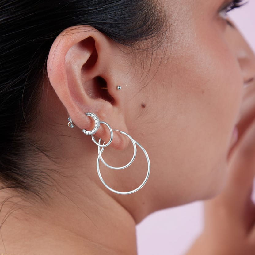 Goia Pendiente Aros argolla 25 mm plata