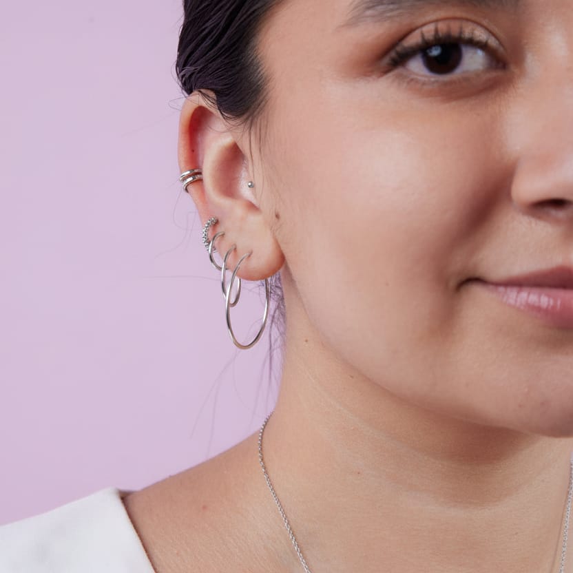 Goia Pendiente Aros argolla 25 mm plata