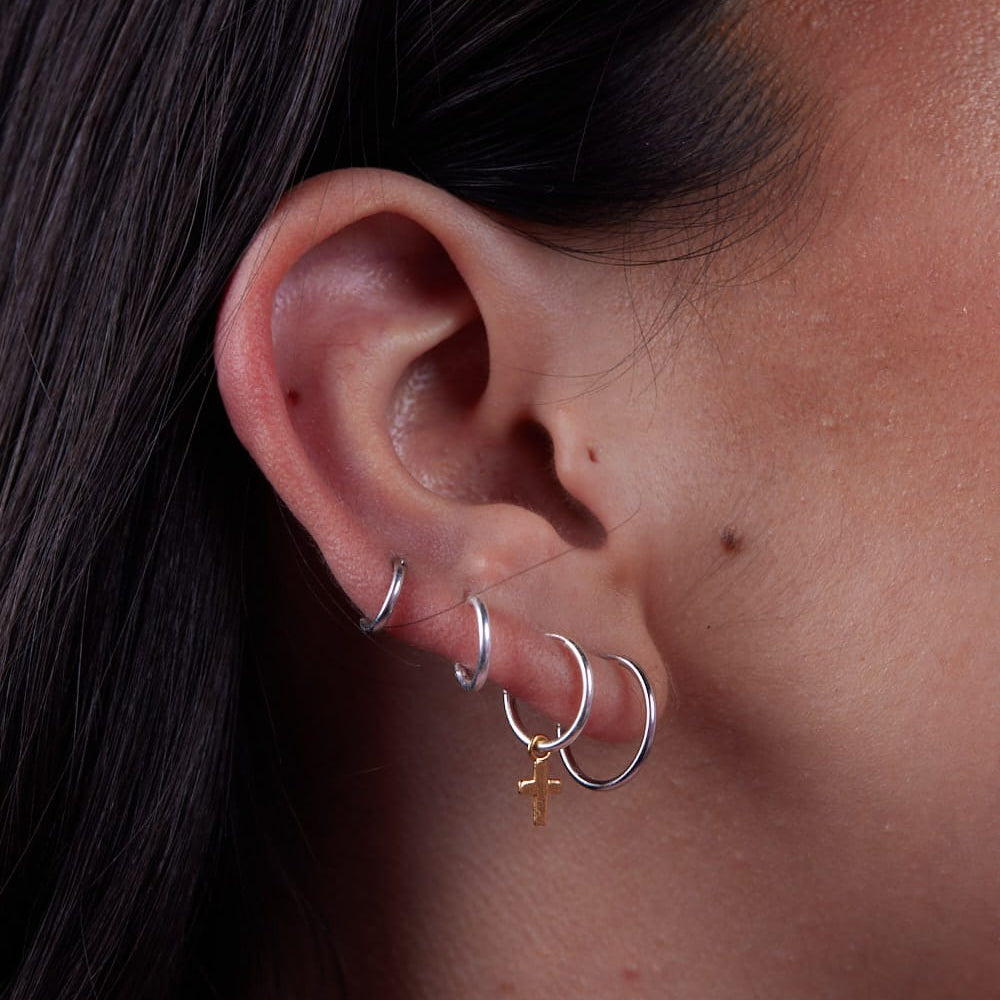 Goia Pendiente Aros argolla Cruz Colgante Bicolor