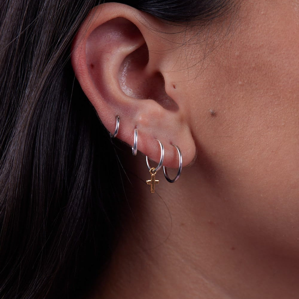 Goia Pendiente Aros argolla Cruz Colgante Bicolor