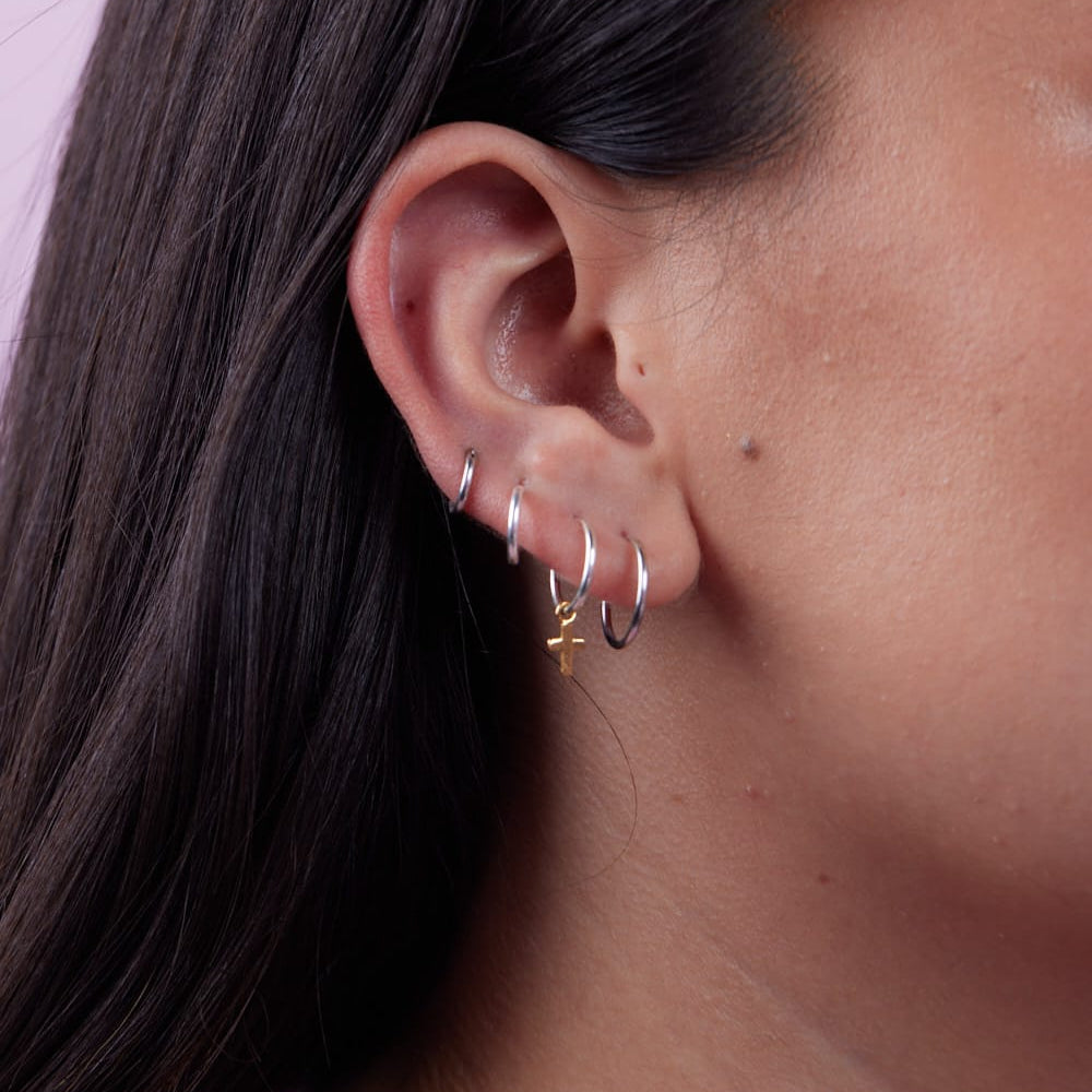 Goia Pendiente Aros argolla Cruz Colgante Bicolor