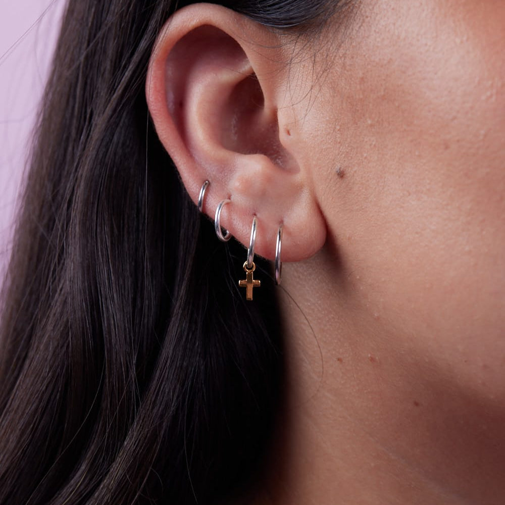 Goia Pendiente Aros argolla Cruz Colgante Bicolor