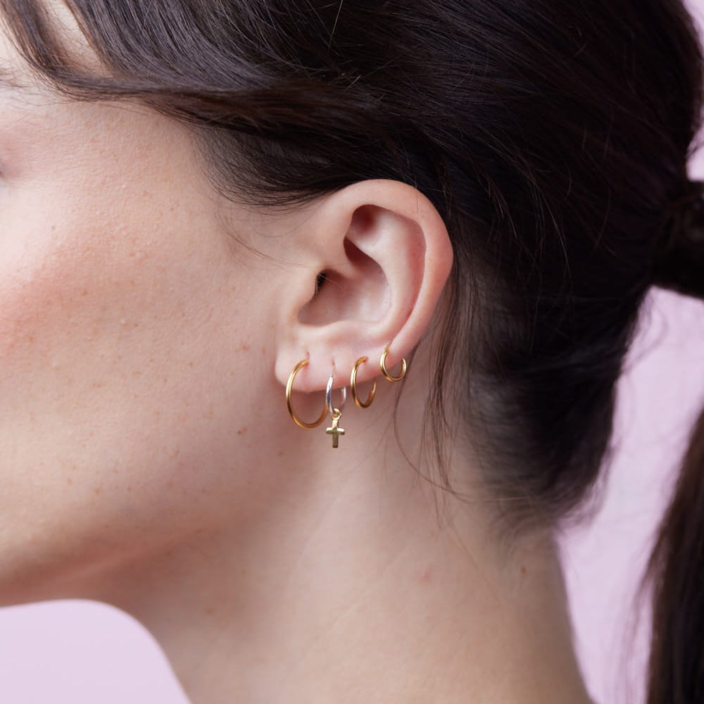 Goia Pendiente Aros argolla Cruz Colgante Bicolor