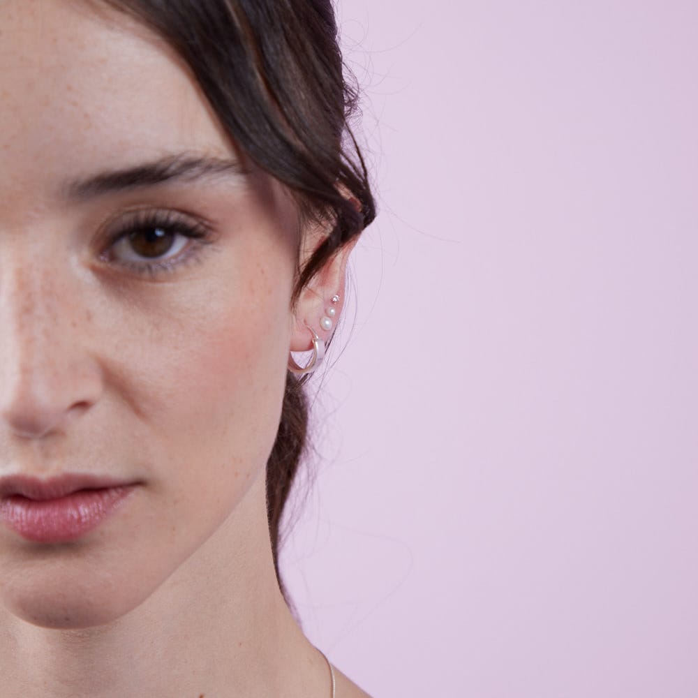 Goia Pendiente Aros Argolla Recta 14 mm Plata