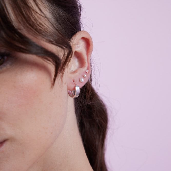 Goia Pendiente Aros Argolla Recta 14 mm Plata