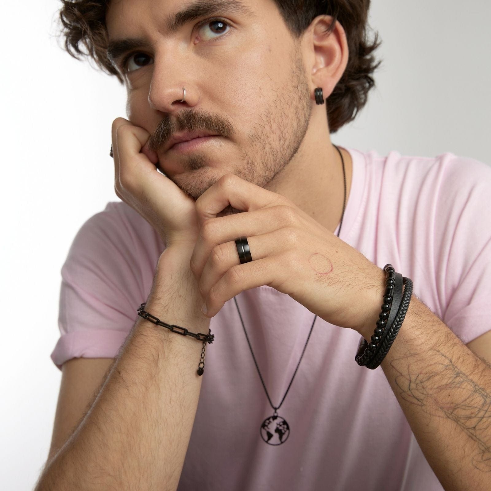 Goia PULSERA Pulsera Cadena Hip Hop 18,5 cm Acero Inoxidable - Negra