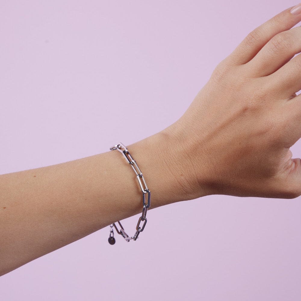 Goia PULSERA Pulsera Cadena Hip Hop 18,5 cm Acero Inoxidable - Plateada