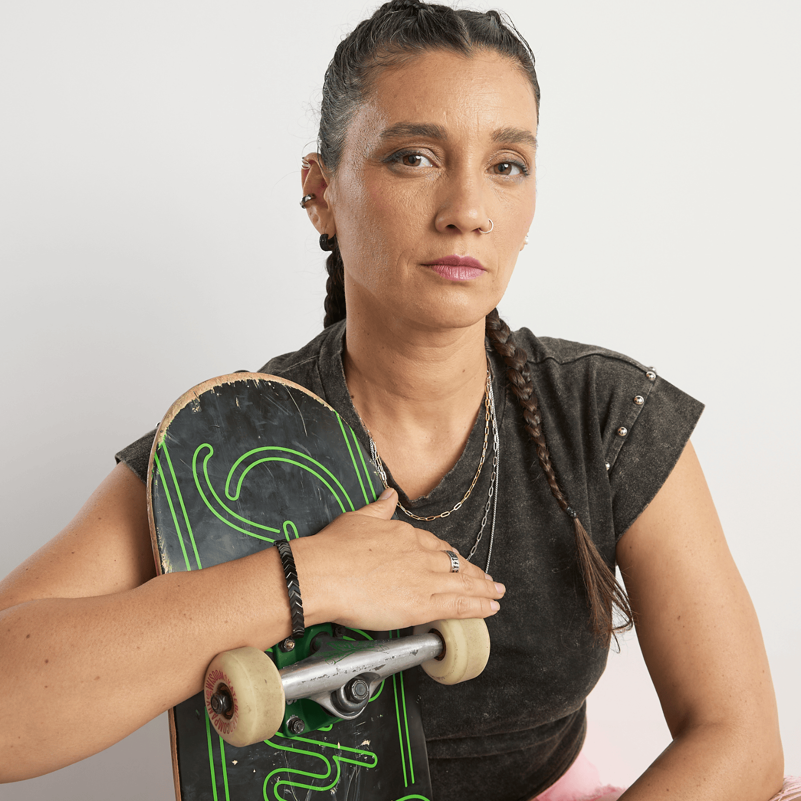 Goia PULSERA Pulsera Esclava Trenzada 17-19 cm Acero Inoxidable - Negra